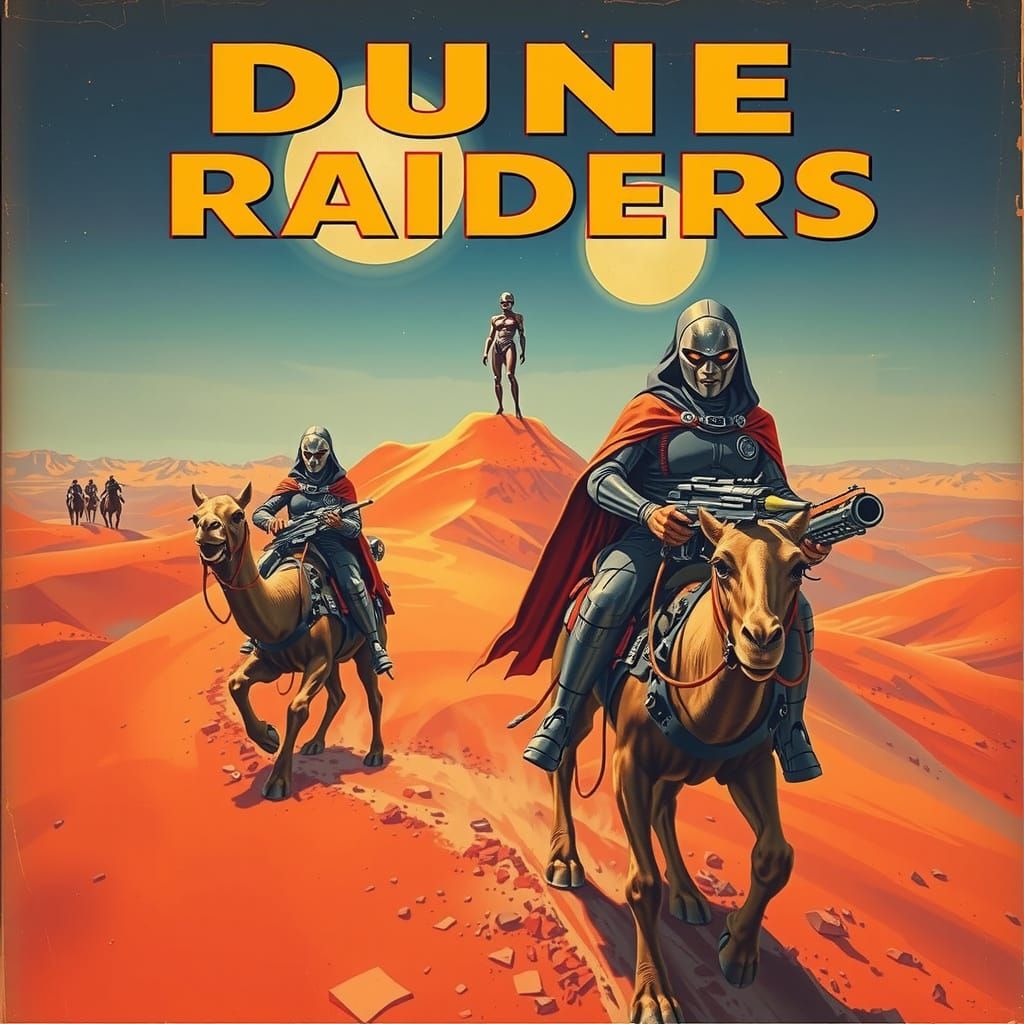 Vintage Pulp Cover: Dune Raiders on Alien Planet