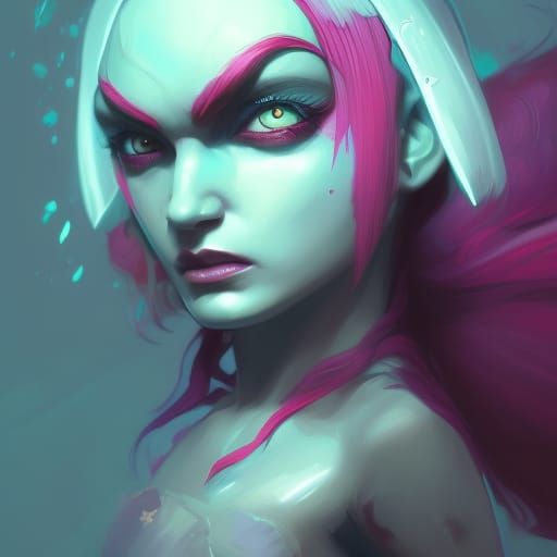 Demonic Powerpuff Girl Portrait in Hyperdetailed Style