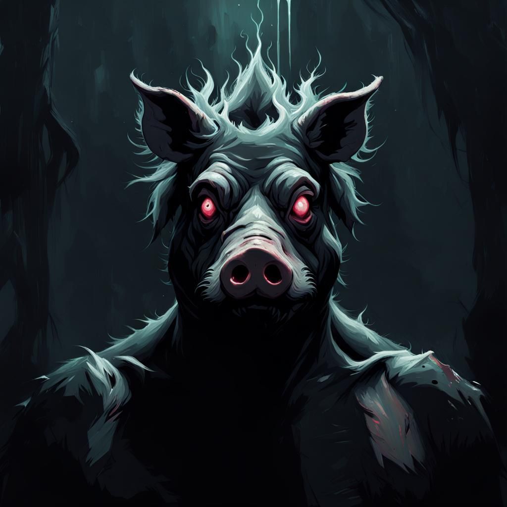 Carnal Pig in Neo-Expressionist Horror Artwork