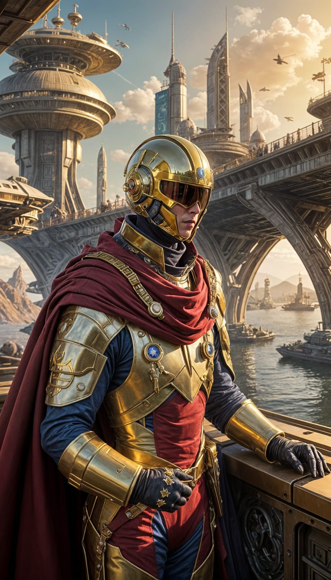 New Rome Pilot in Retro Sci-Fi Spaceship