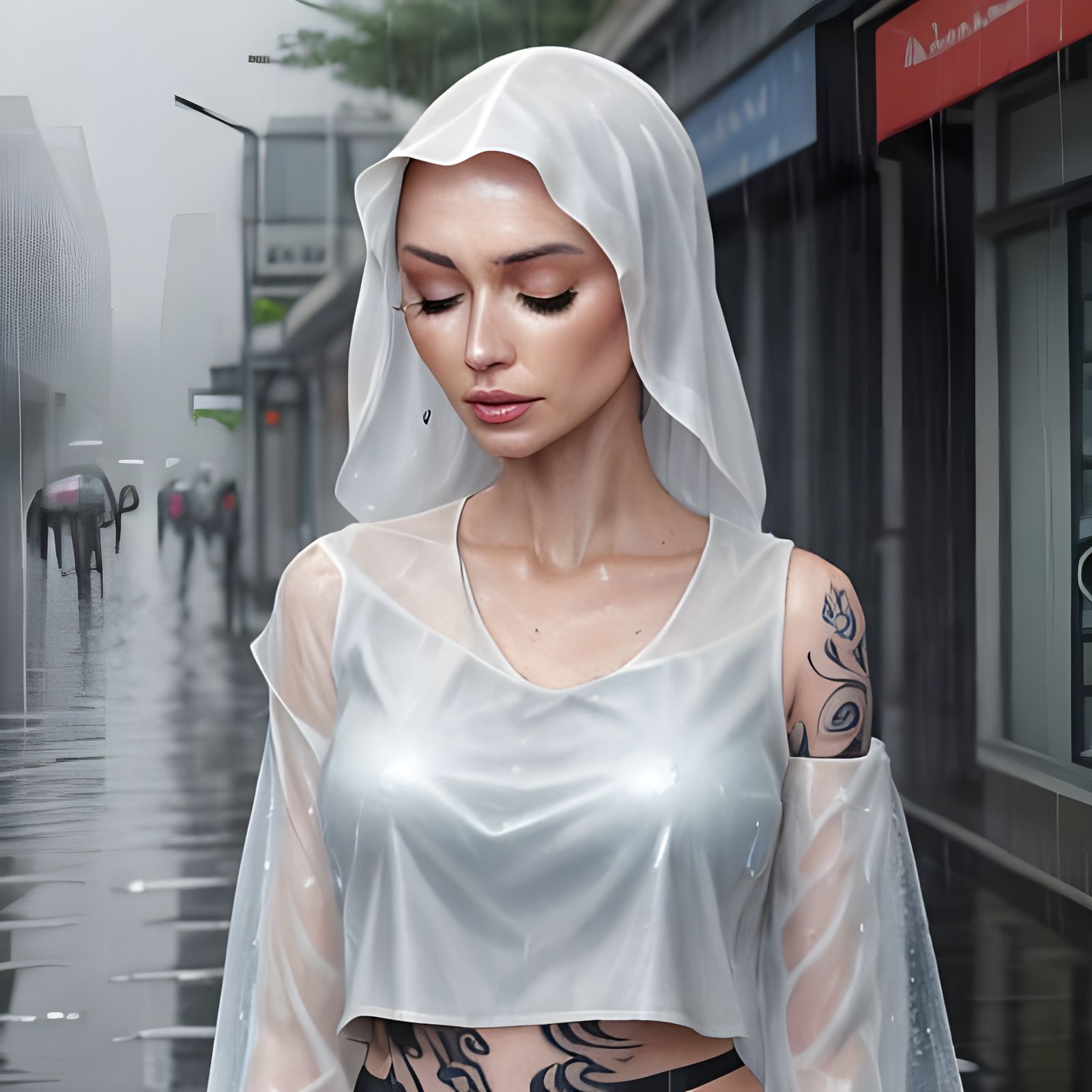 Abstract Portrait of Woman in Summer Rain