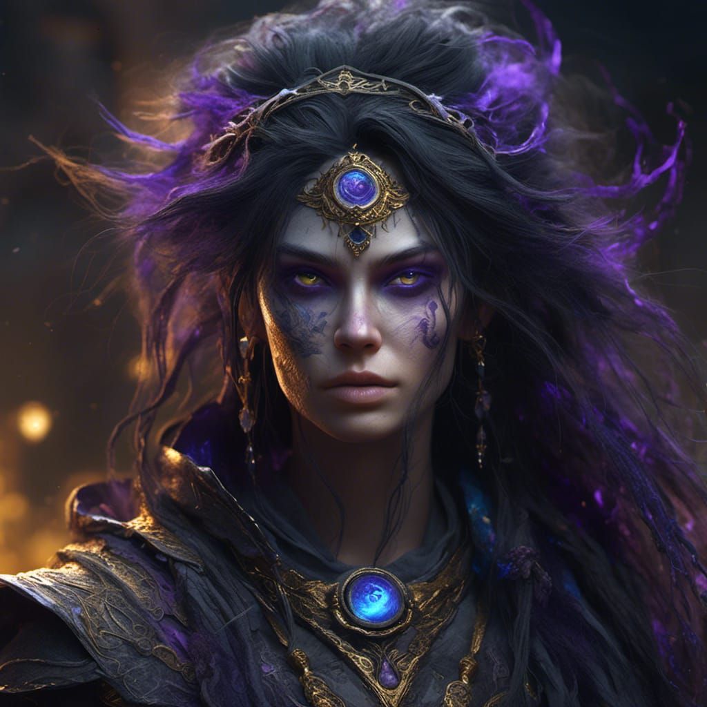 Ethereal Dark Mage in Fantasy Attire