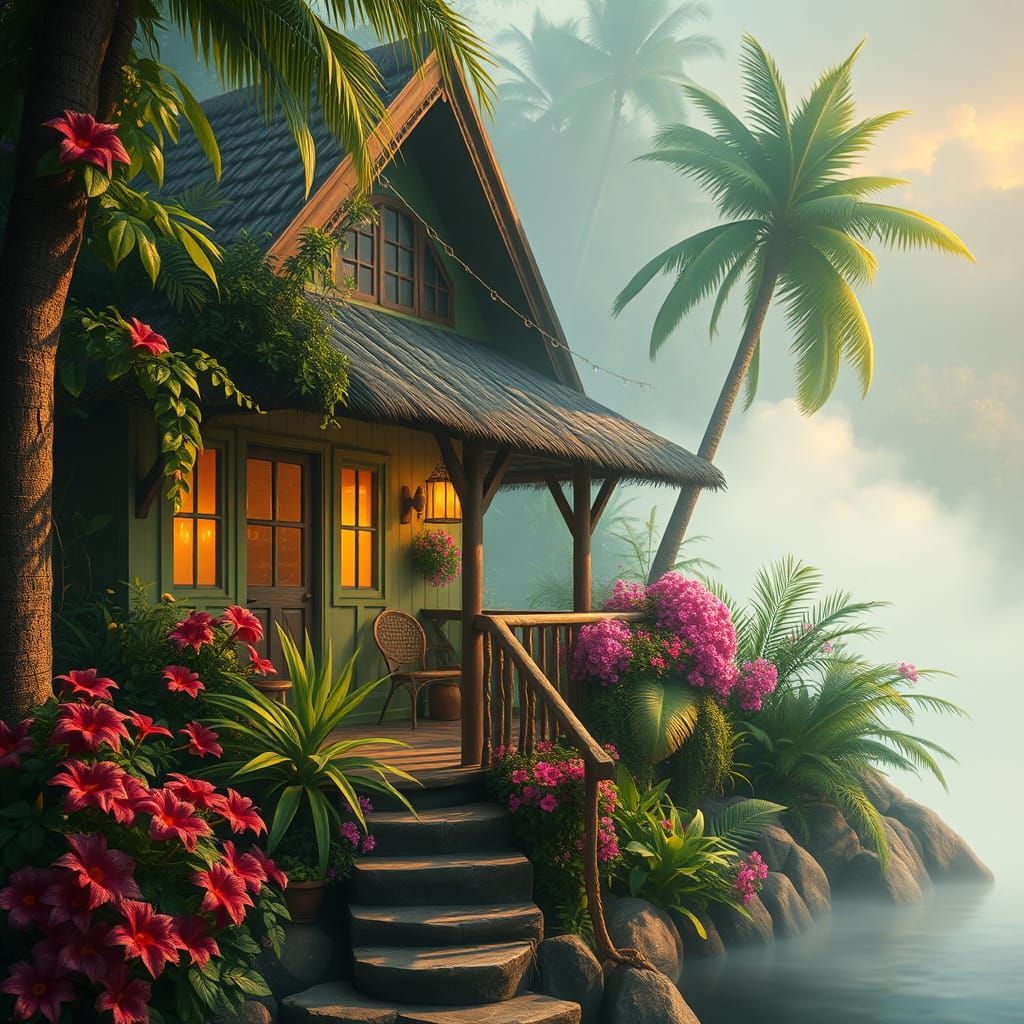 Tahiti Bungalow in the Style of Luminism