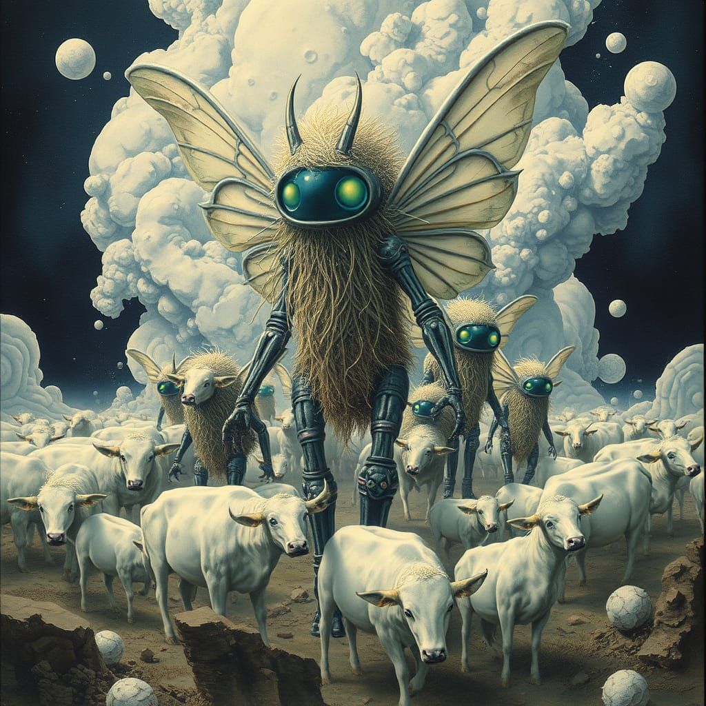 Surreal Robot Mob in Impasto Style