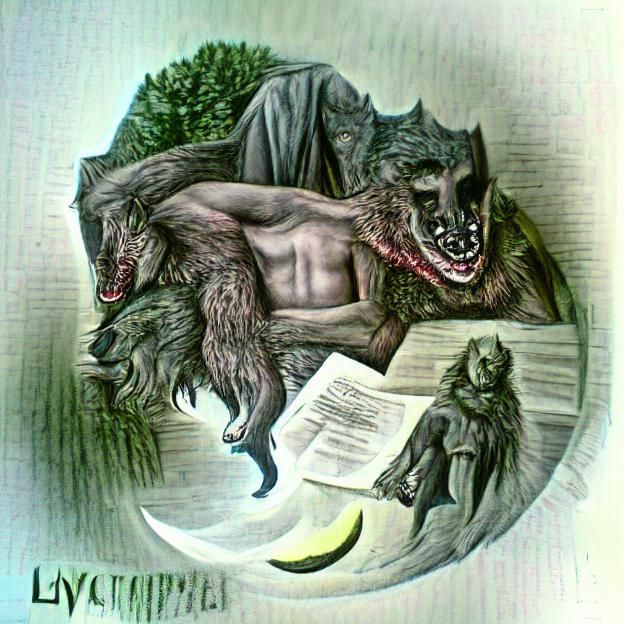 Detailed Lycanthrope Transformation Illustration
