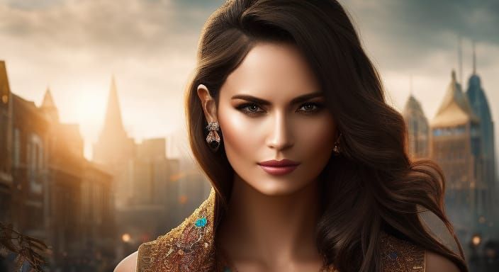 Brunette Woman Portrait in Hyperrealistic Style