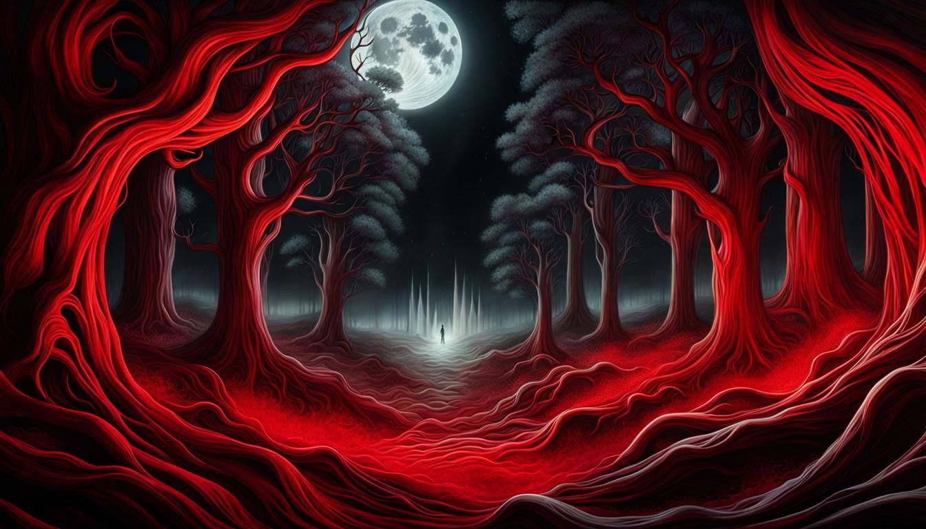 Haunted Dimension with Ghosts and Demons in Red and White