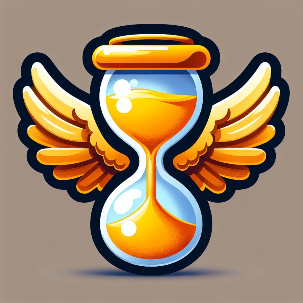 Hourglass Emoji with Angelic Wings in Modern Style