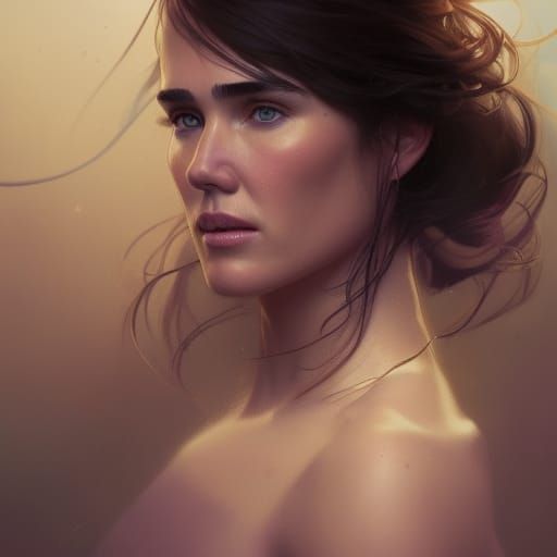 Jennifer Connelly Portrait in Art Nouveau Style