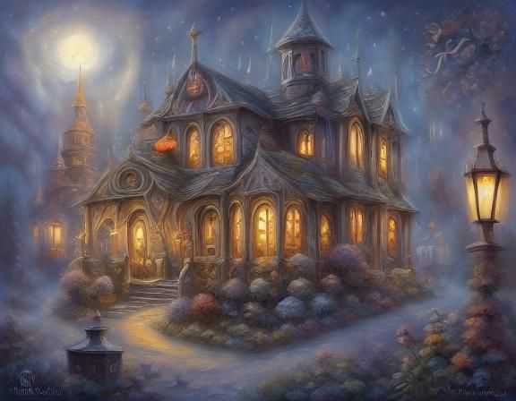Gothic Horror Candyland Street at Night
