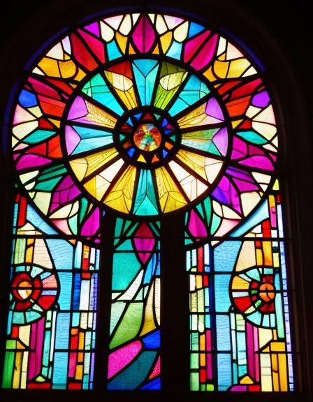 Modern Style Starburst Stained Glass Window