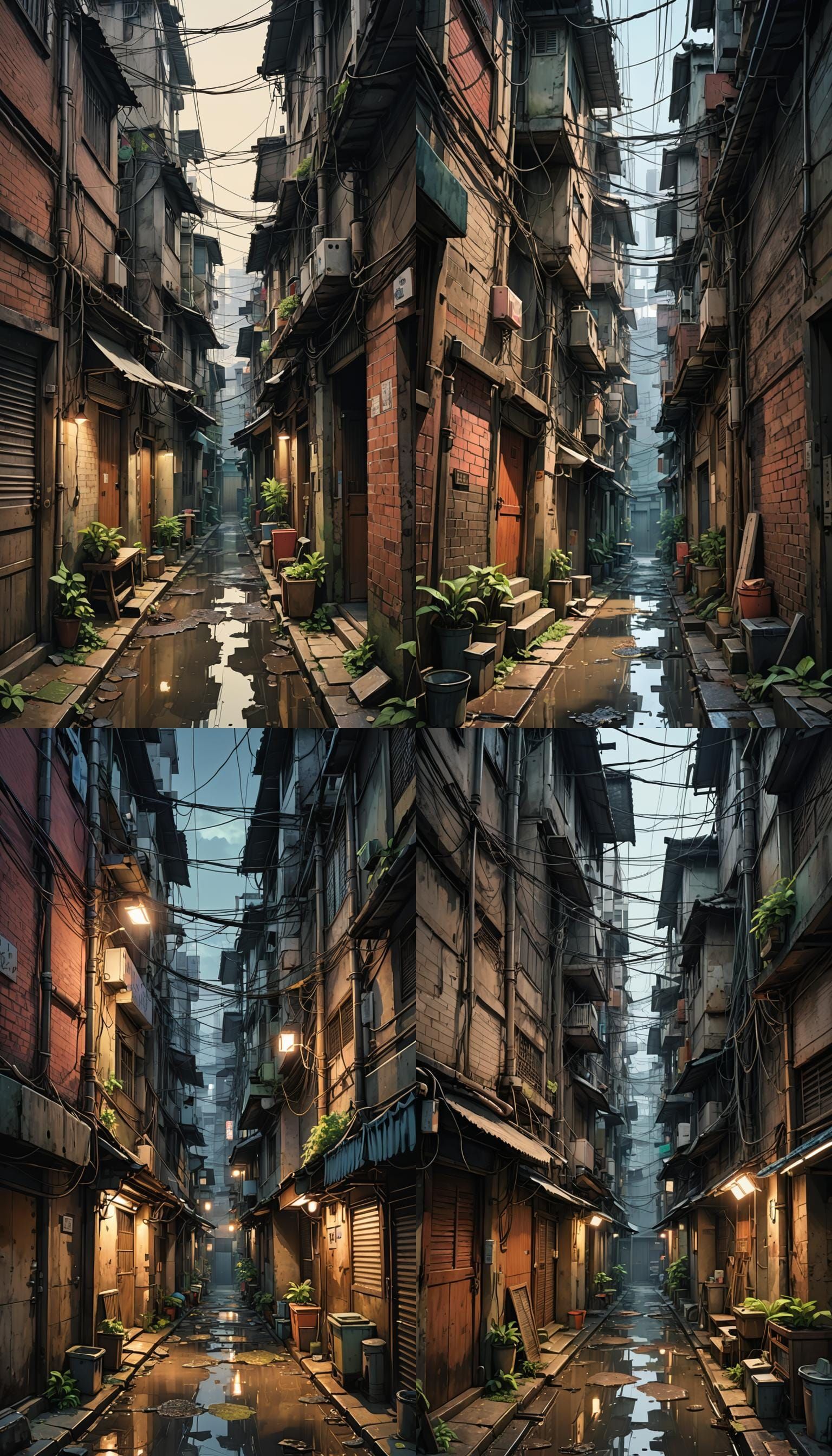 Jakarta Alley in Anime Style with Vibrant Lighting