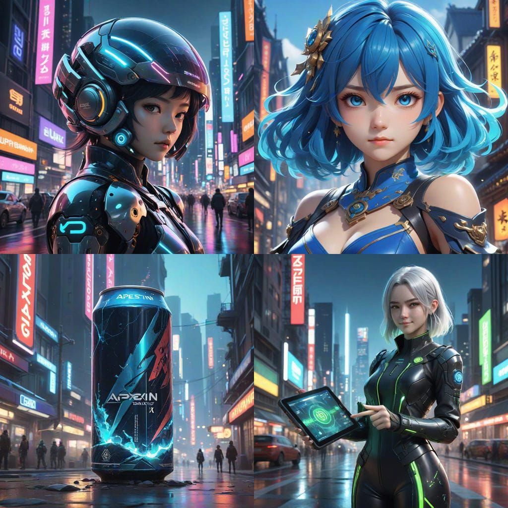 Ethereal 3D Anime Art Concept in Cyberpunk Aesthetic