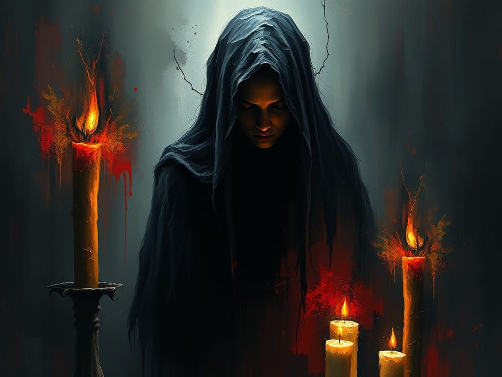 Dark Sorceress in Ominous Shadows