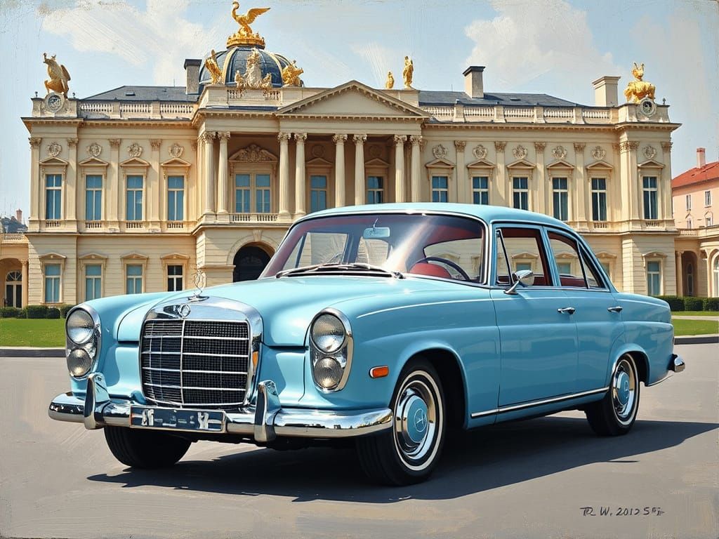 Light Blue Mercedes-Benz W110 Impasto Painting