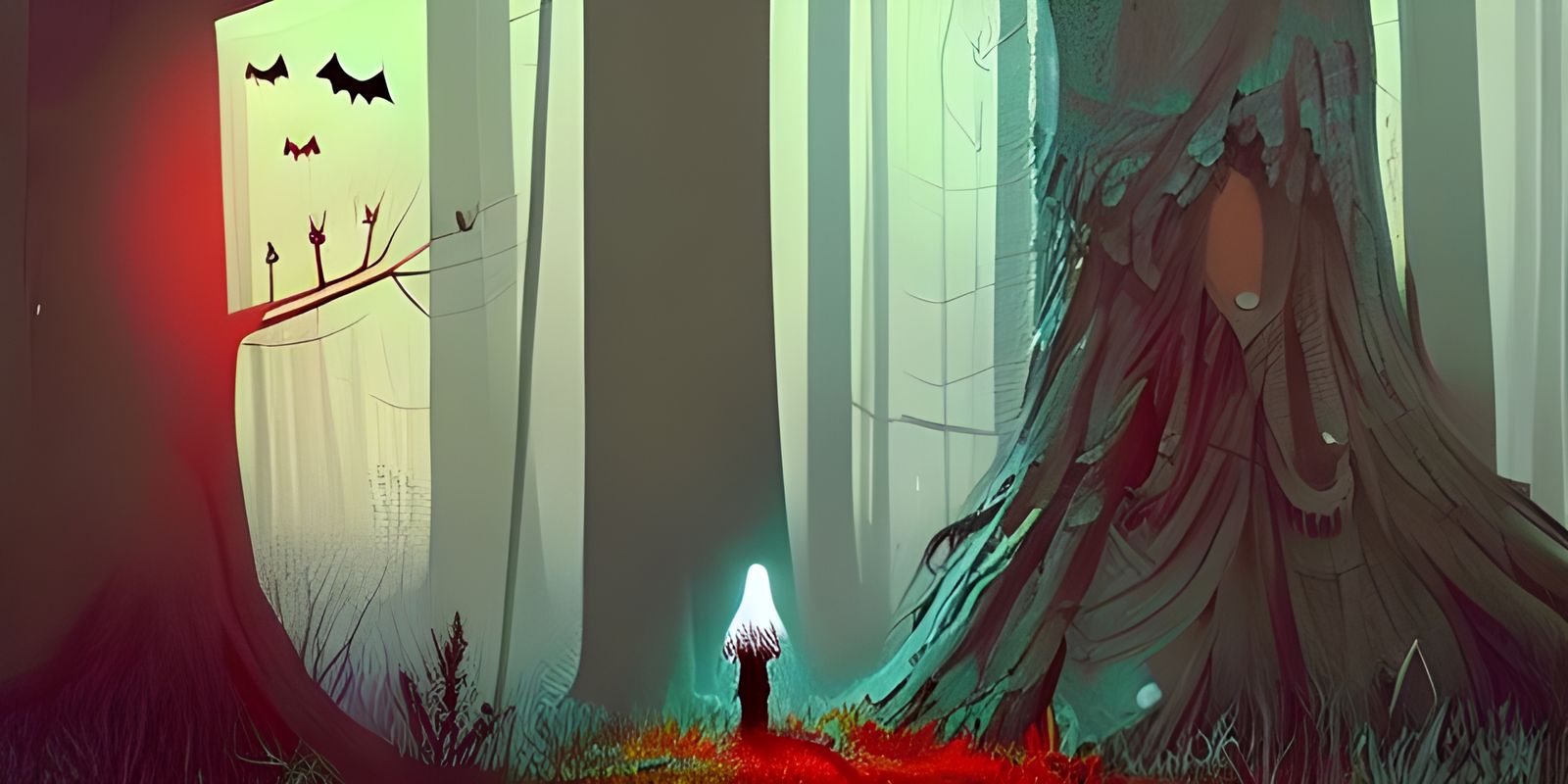 Lonely Ghost in Forest: Matte Painting for Halloween