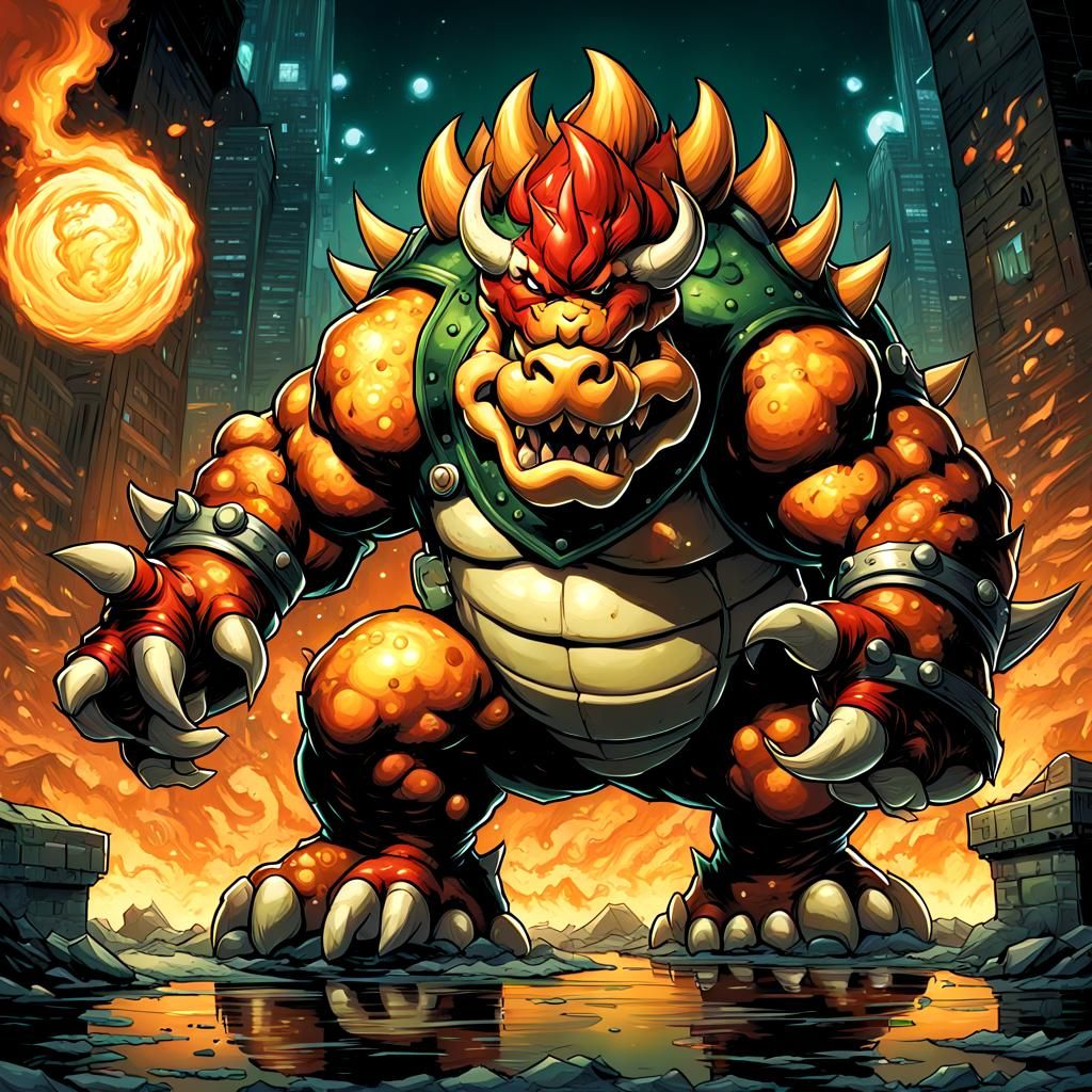Bowser in Comic Book Art Style