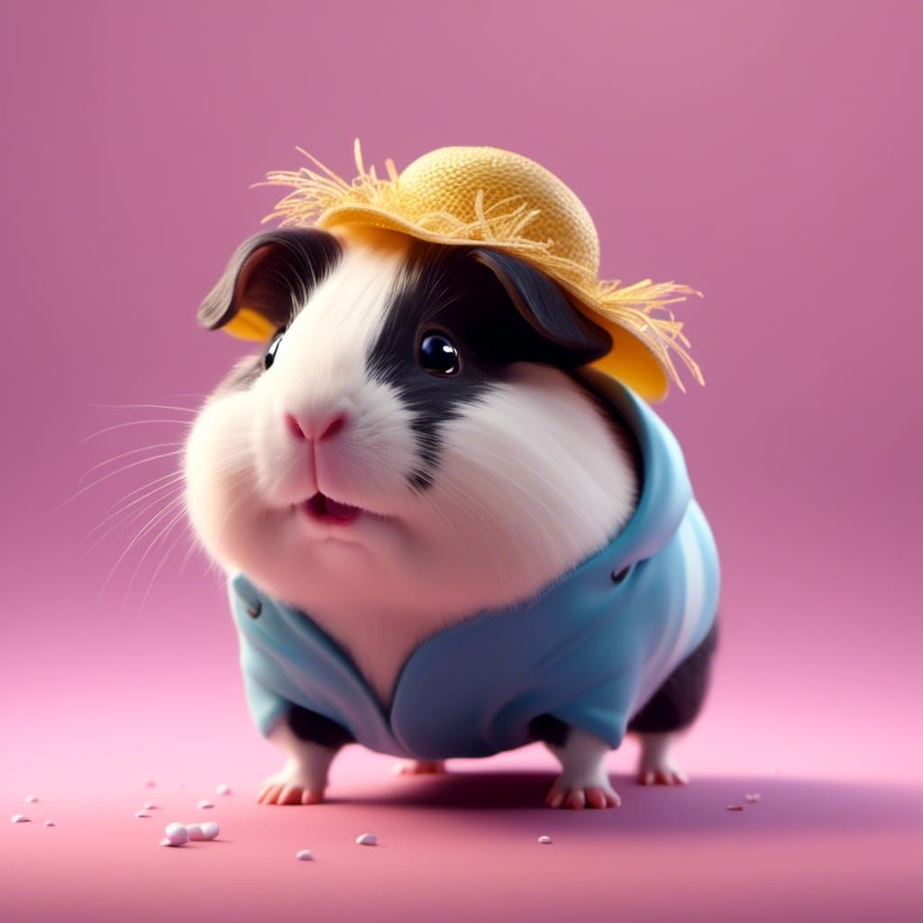 Black and White Guinea Pig Portrait