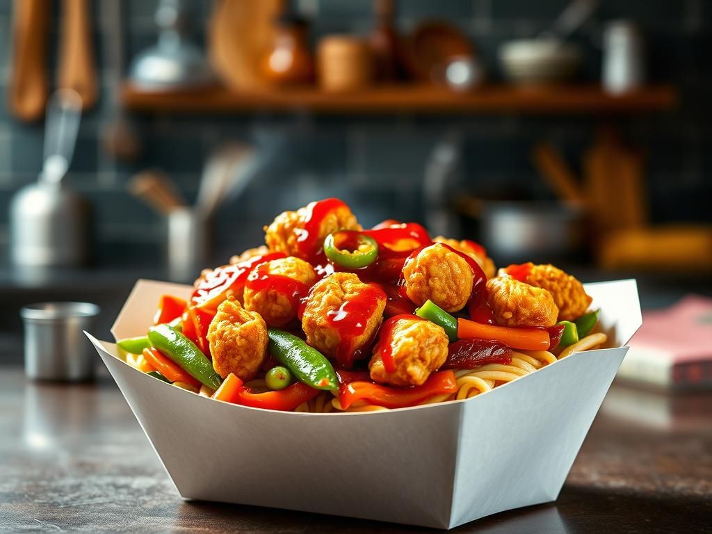 Steaming Chinese Fast Food Box Still Life