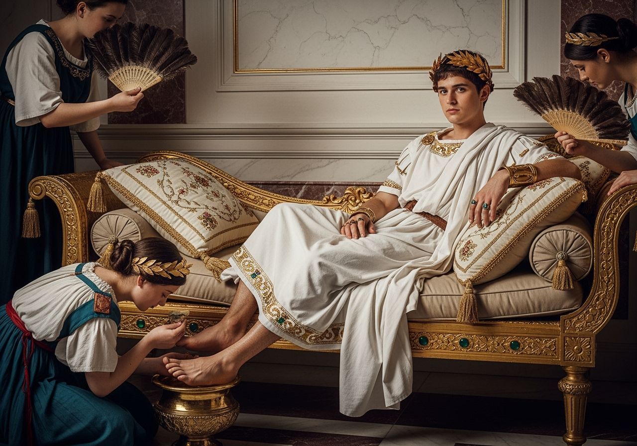 Opulent Roman Emperor in Palace, Baroque Style