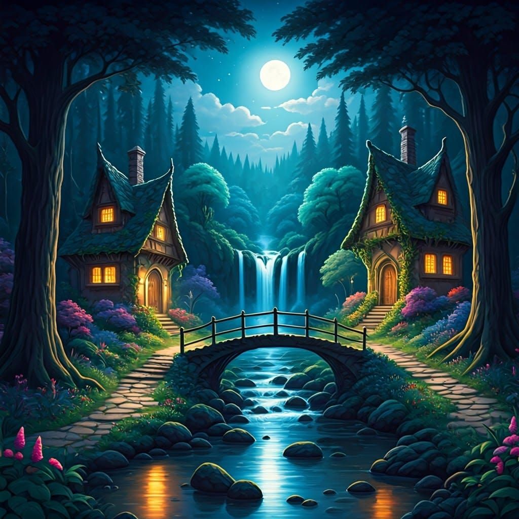 Enchanting Fantasy Landscape in Watercolour Style