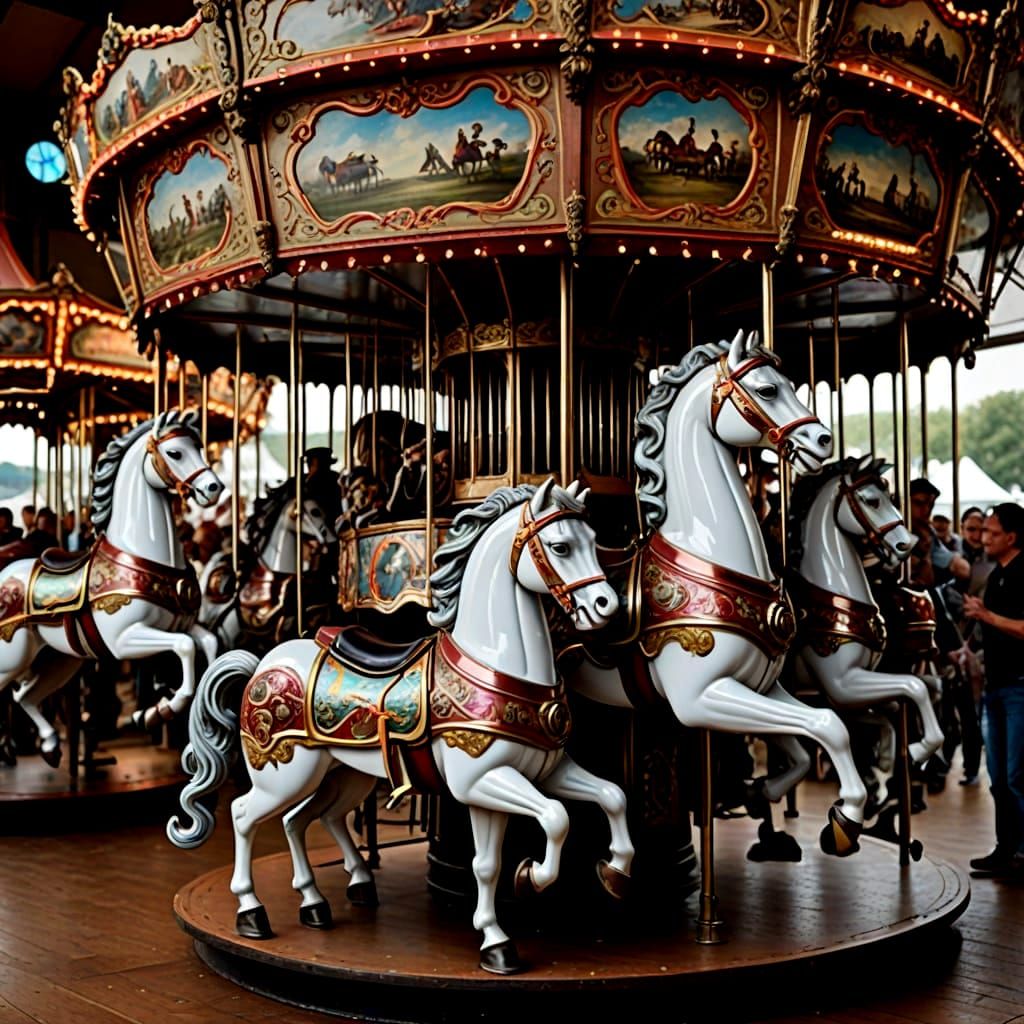 Vintage Carousel with Dancing Automatons and Steam Organ