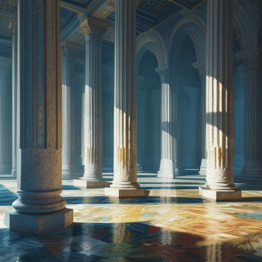 Ethereal Djed Pillars in Vibrant Illumination