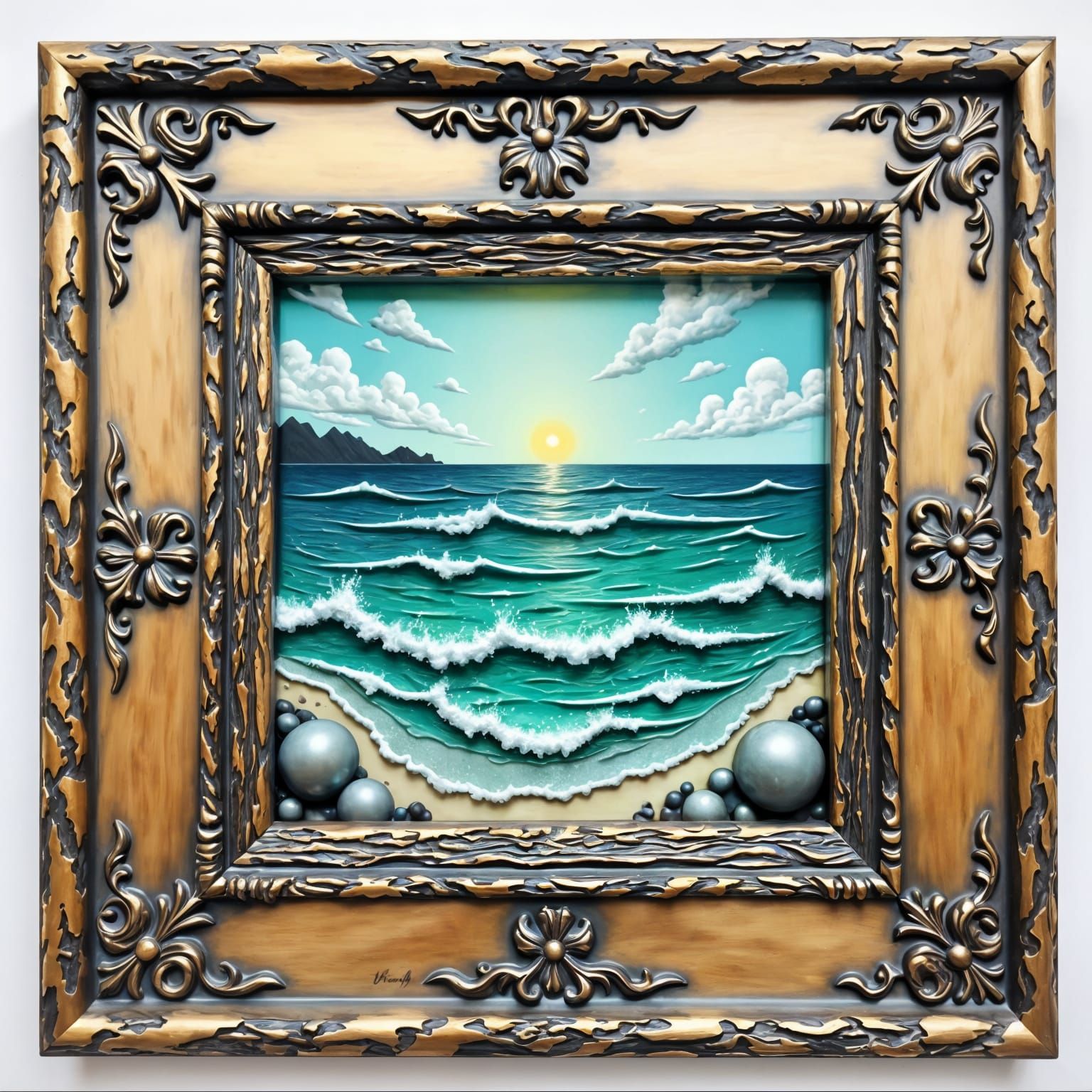 Surreal Ocean Scene in Classic Framed Style