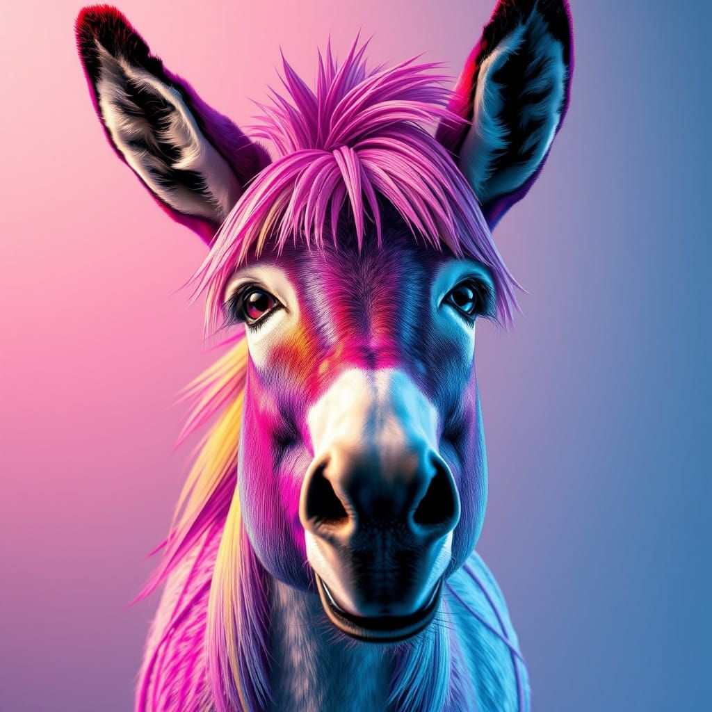 Stunning Donkey Portrait in Art Nouveau Style with Hyper-Det...