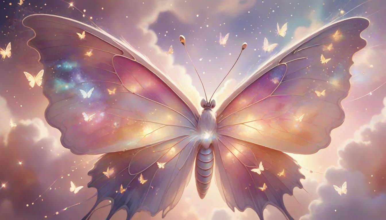 Celestial Butterfly Made of Moonbeams and Stardust