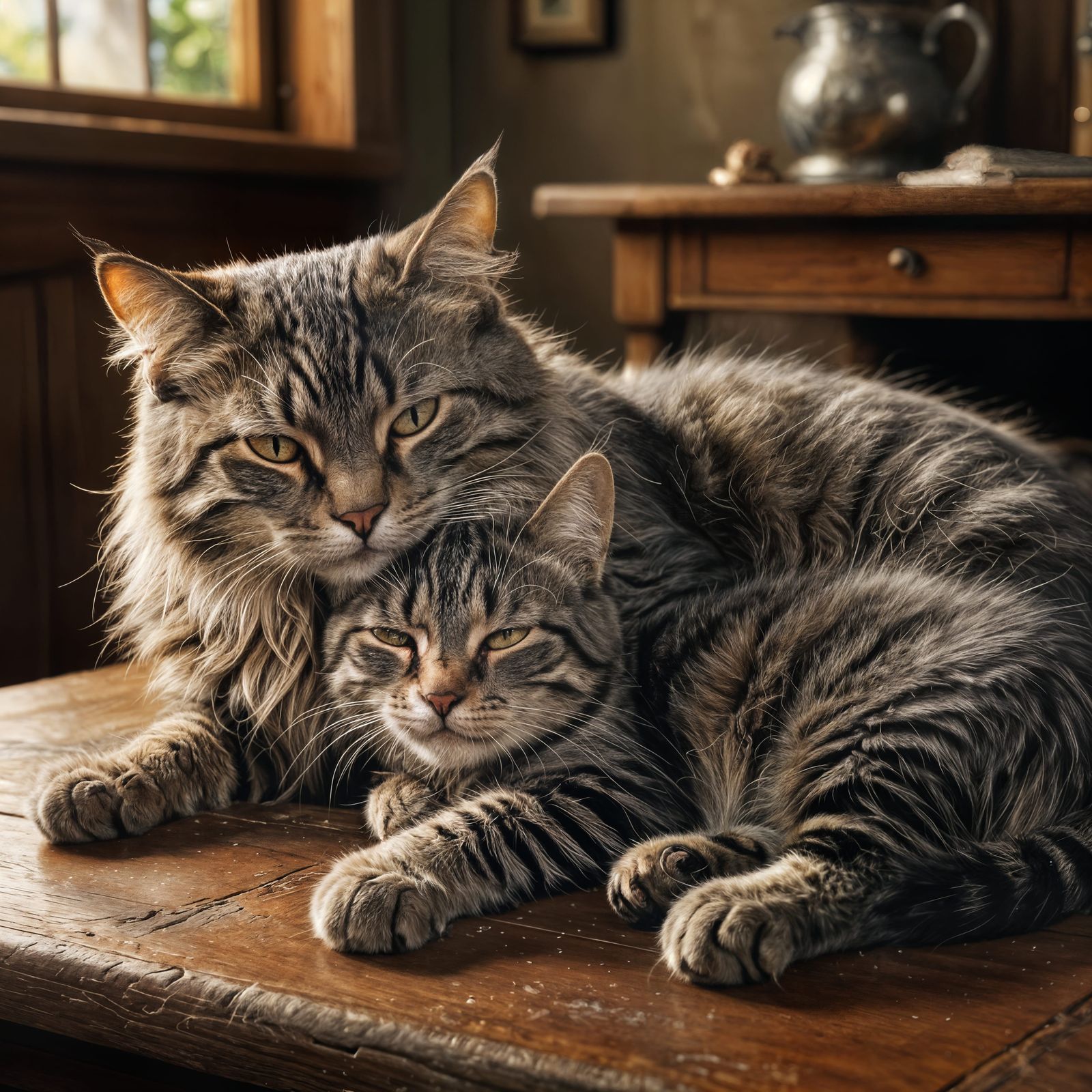 Heartwarming Kitten and Cat Companionship in Matte Painting ...