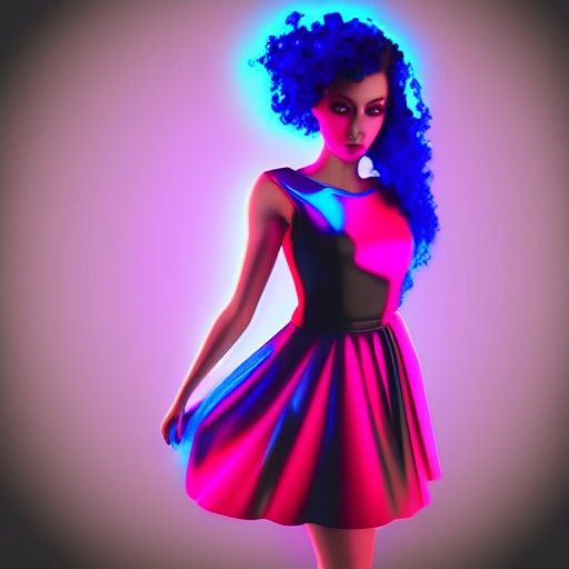 Beautiful Girl in Synthwave Neon Retro Style