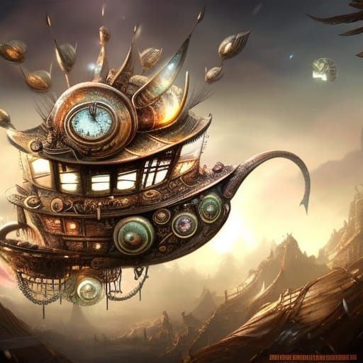Steampunk snail blimp
