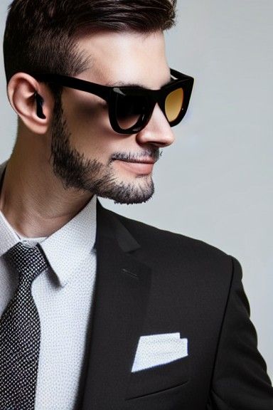 Man in Black Suit with Wayfarer Sunglasses