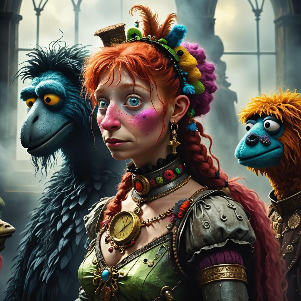 Pipi Longstocking's Surreal Cryptid Wedding: Digital Art