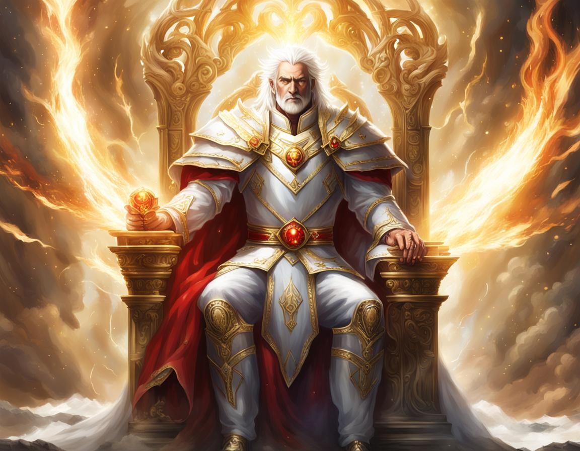 Majestic Conqueror on Gold Throne in Divine Light