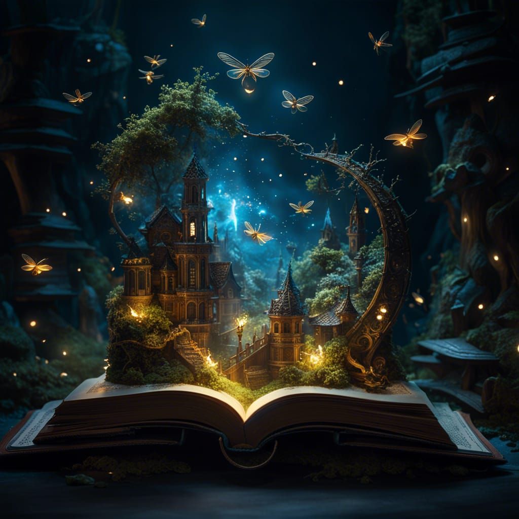 Miniature Fantasy World from Book, Cell-Shaded