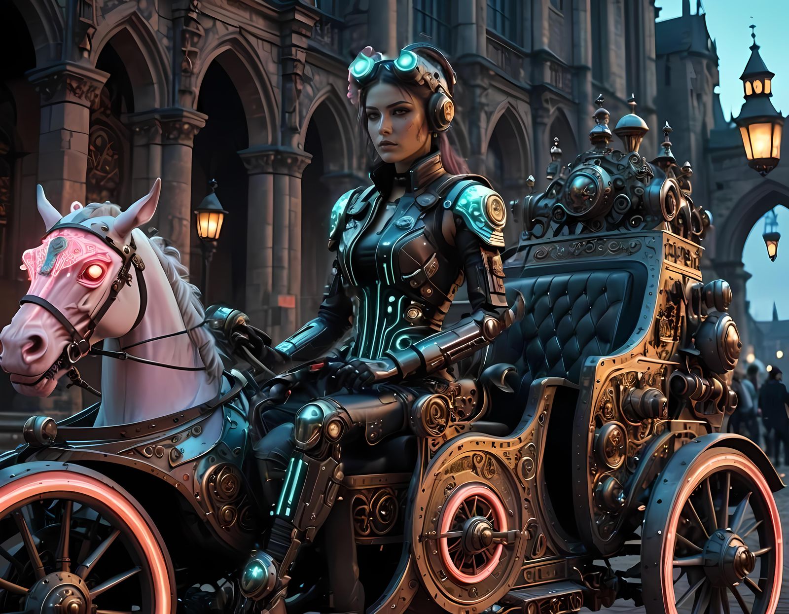 Cyberpunk Biopunk Rider with Bioluminescent Accents