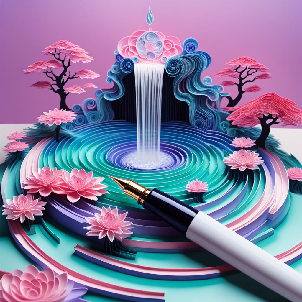 Mythical Dream Poster in Cel-Shaded Vaporwave Style