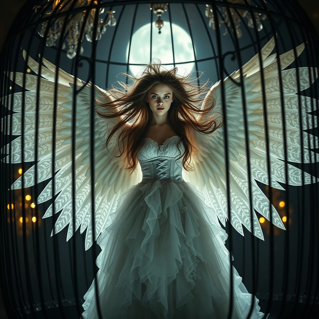 Young Woman Defies Captivity in Gothic Birdcage, Spreading M...