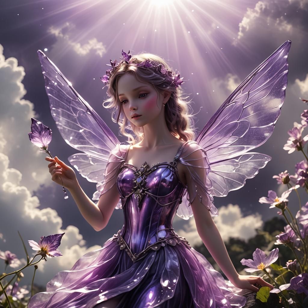 Ethereal Purple Glass Fairy in Divine Light