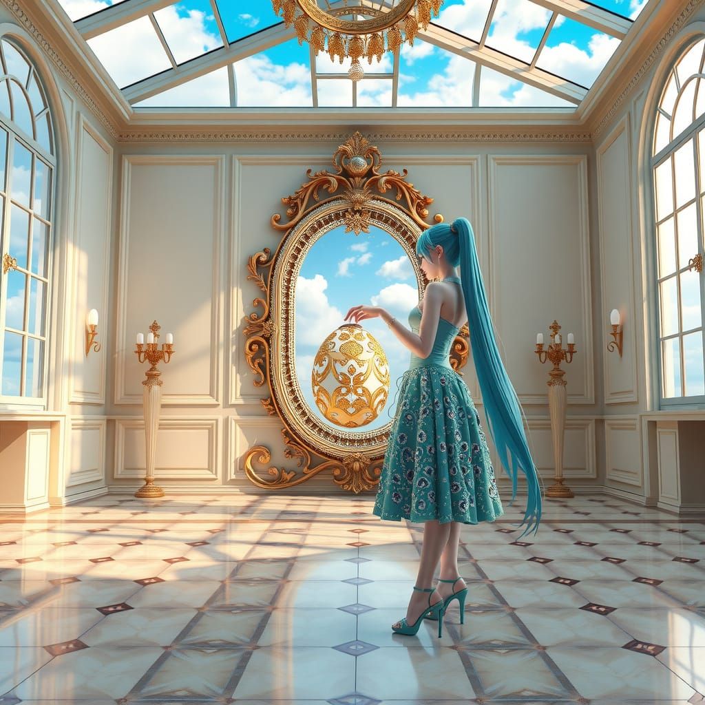 Hatsune Miku in Elegantly Jewel-Encrusted Vocaloid Dress