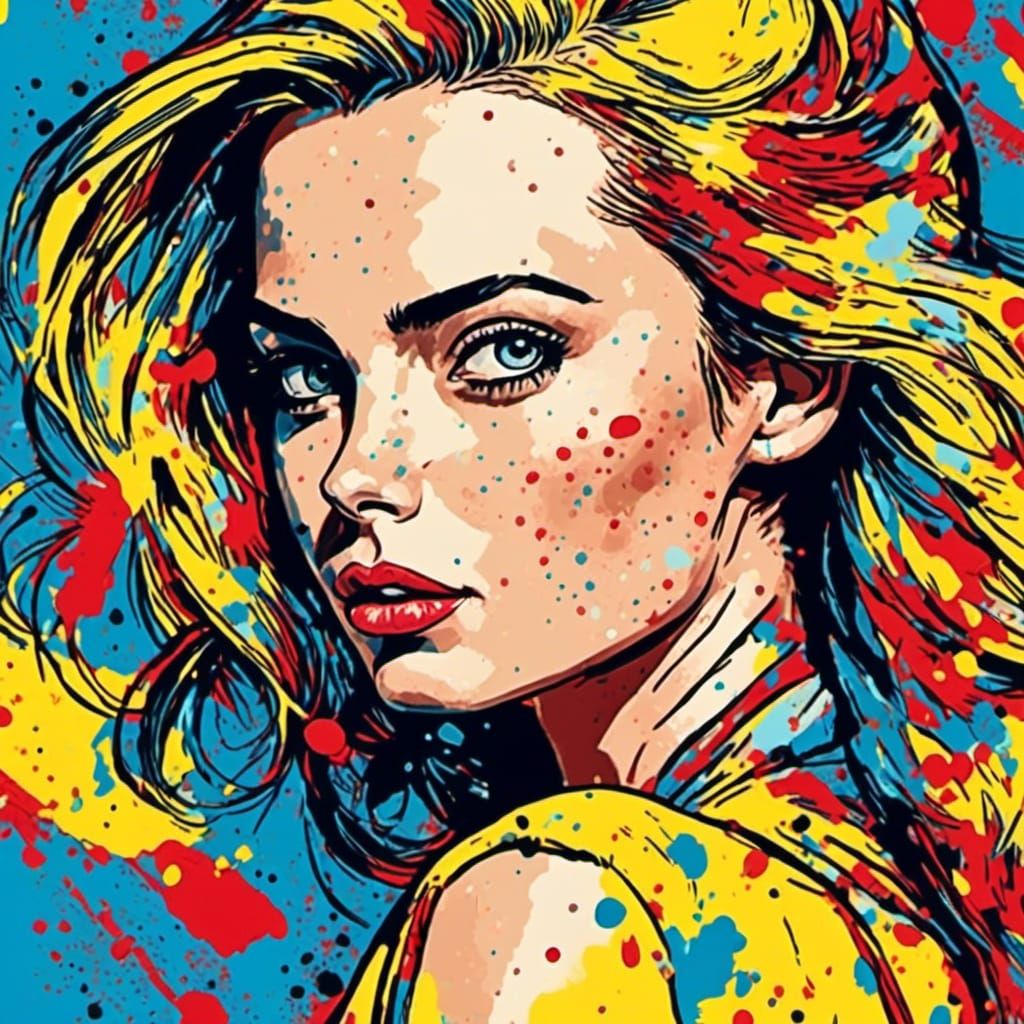 <lora:CherryPOP:1.0> An attractive female looking over her shoulder, artistic render, quirky, bold colours