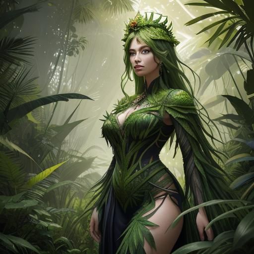 Verdant Queen Portrait in Fantasy Realism Style