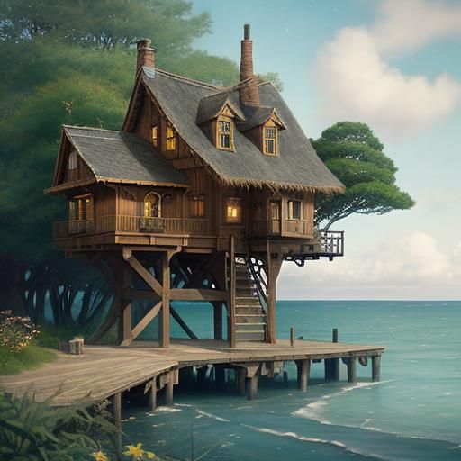 Charming Seaside Treehouse: Fairycore Movie Poster