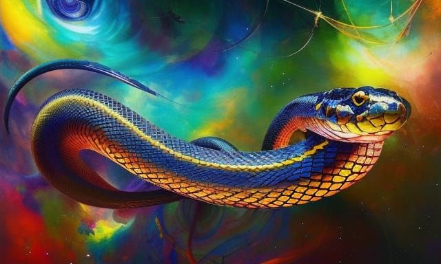 Psychedelic Snake Wrapped Around Earth in 8K