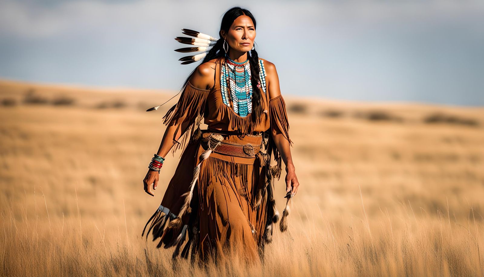 Native American Woman on the Prairie