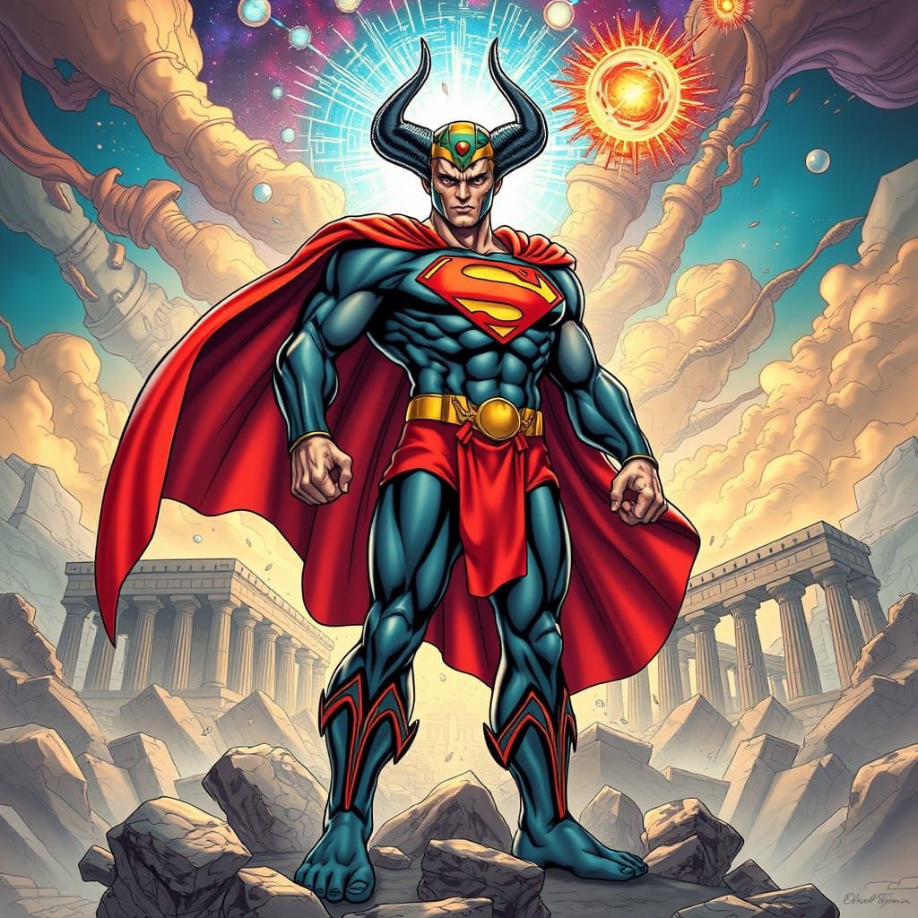 Sumerian Alien God in Superman's Iconic Costume