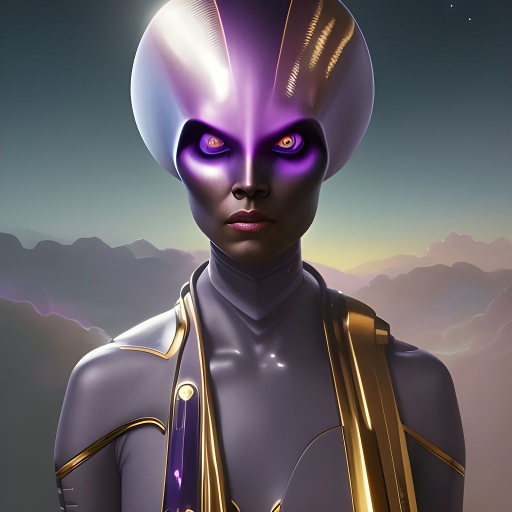Purple Alien Portrait in Sci-Fi Style