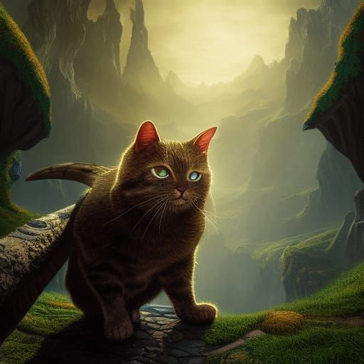 Hobbit with Cat Head: Fantasy Concept Art